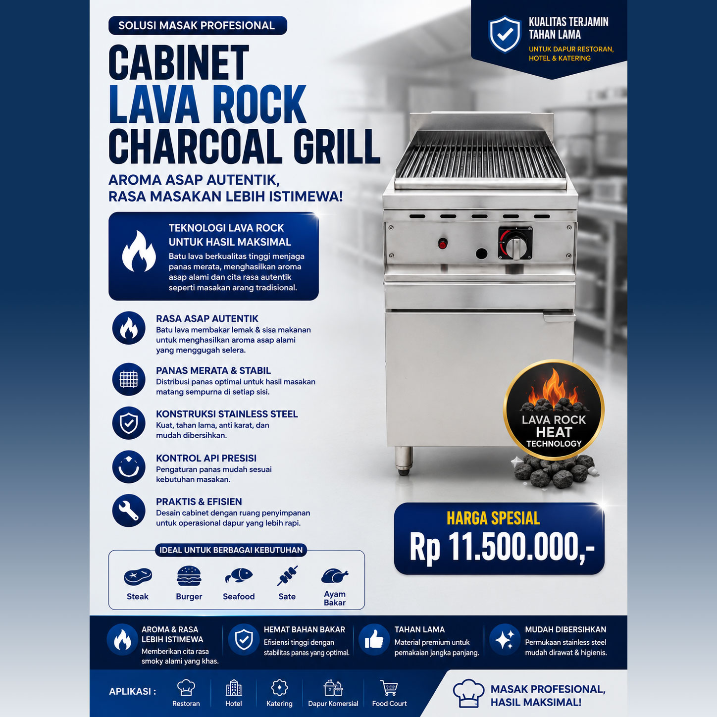 Cabinet Lava Rock Charcoal Grill