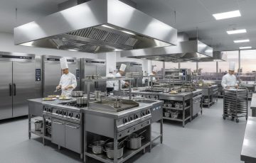 Selain produk, Solusi Dapur Restoran juga menawarkan layanan teknis profesional: ✔ Desain layout dapur 3D untuk menentukan letak peralatan yang optimal.